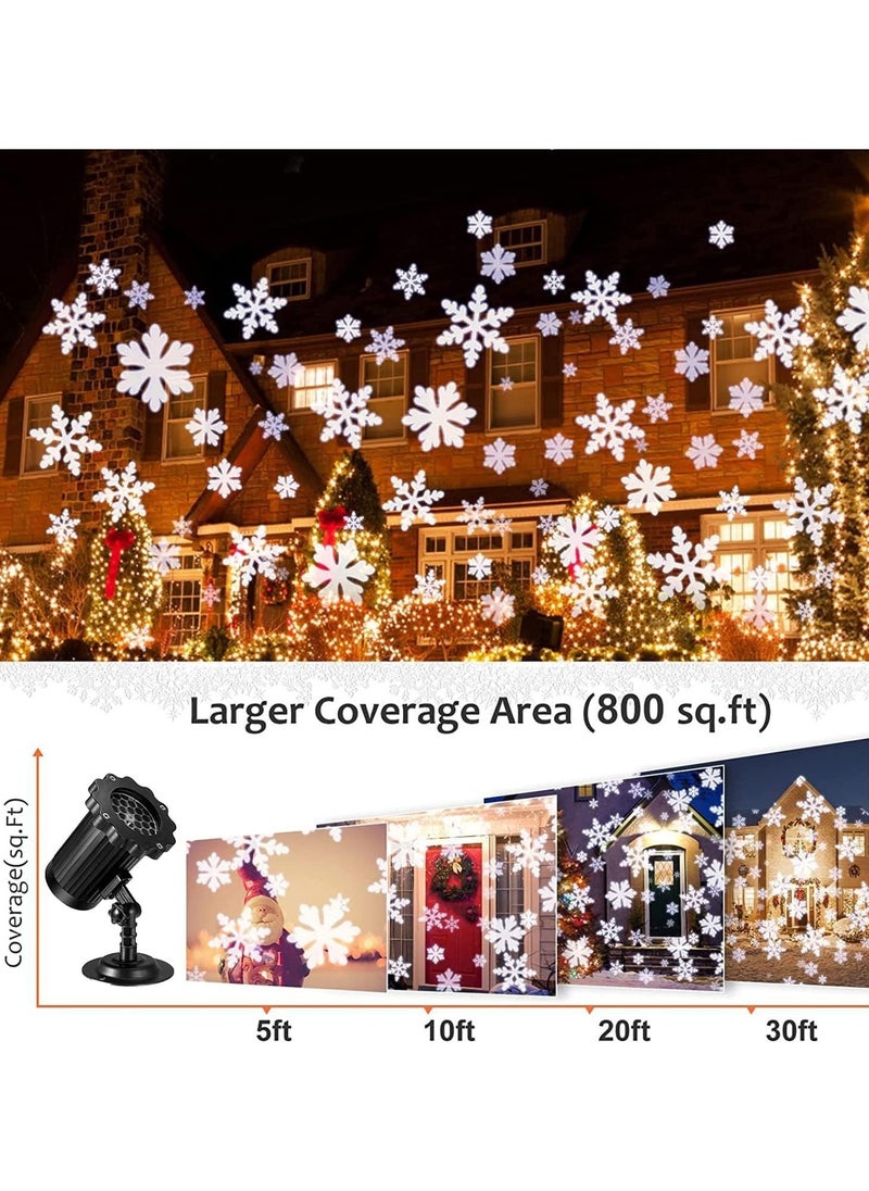 Christmas Snowflake Projector Lights Outdoor Upgraded Snowfall LED Projector with Remote Control Waterproof Rotating Snow Landscape Snowstorm Lights for Christmas New Year Party (Single Head)