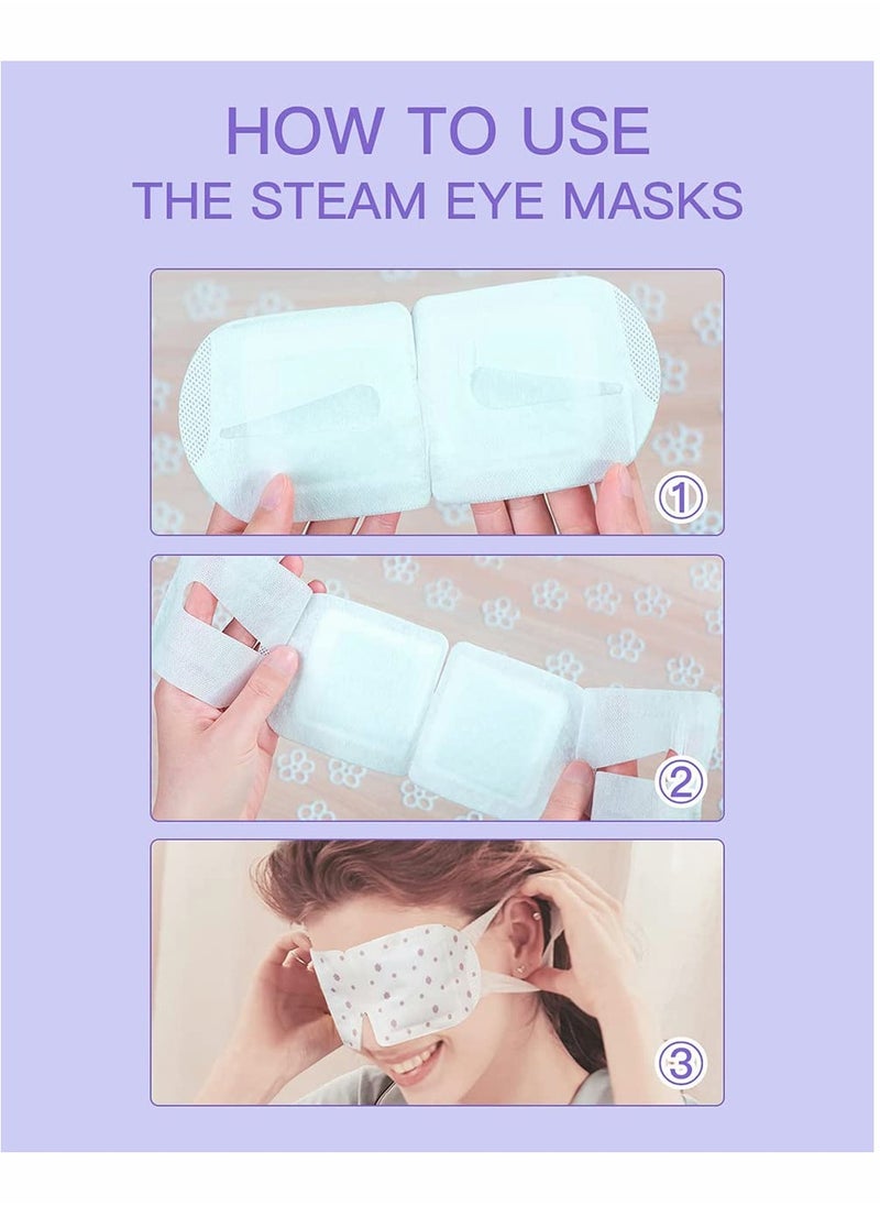 Steam Eye Mask 10 Packs Hot Steam Eye SPA Mask, Relieve Eyestrain Warming Eye Patch, Rose Fragrance