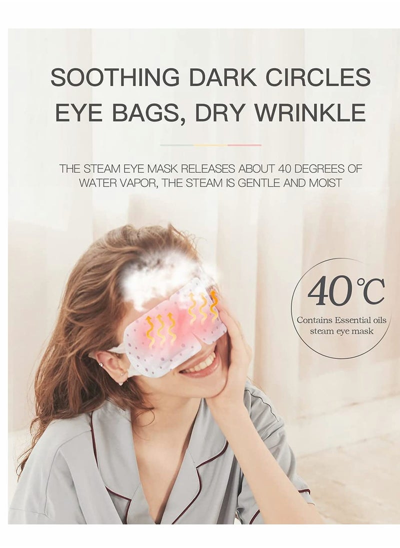 Steam Eye Mask 10 Packs Hot Steam Eye SPA Mask, Relieve Eyestrain Warming Eye Patch, Rose Fragrance