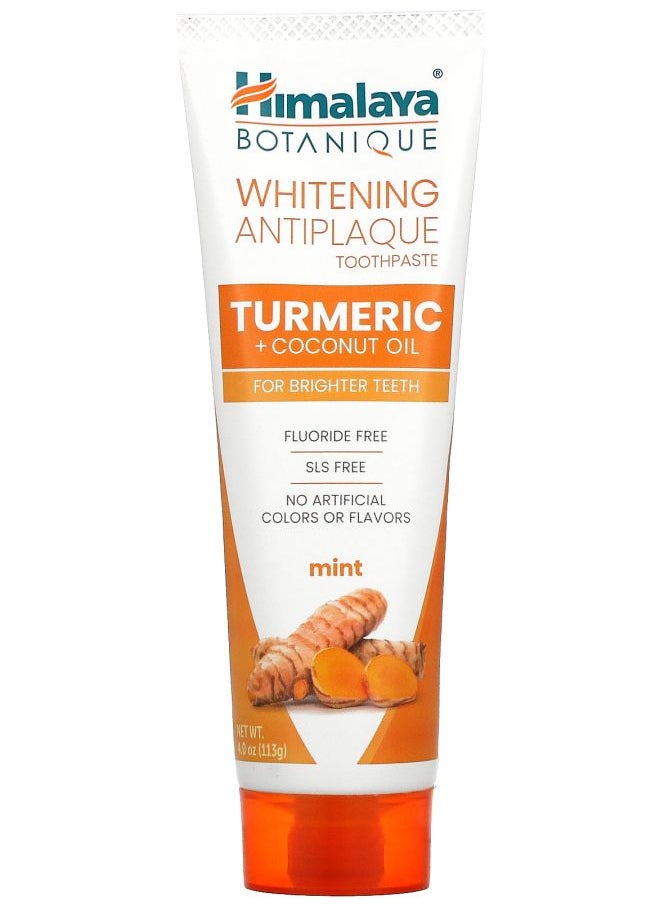 Whitening Antiplaque Toothpaste Turmeric + Coconut Oil Mint   4 oz ( 113 g)