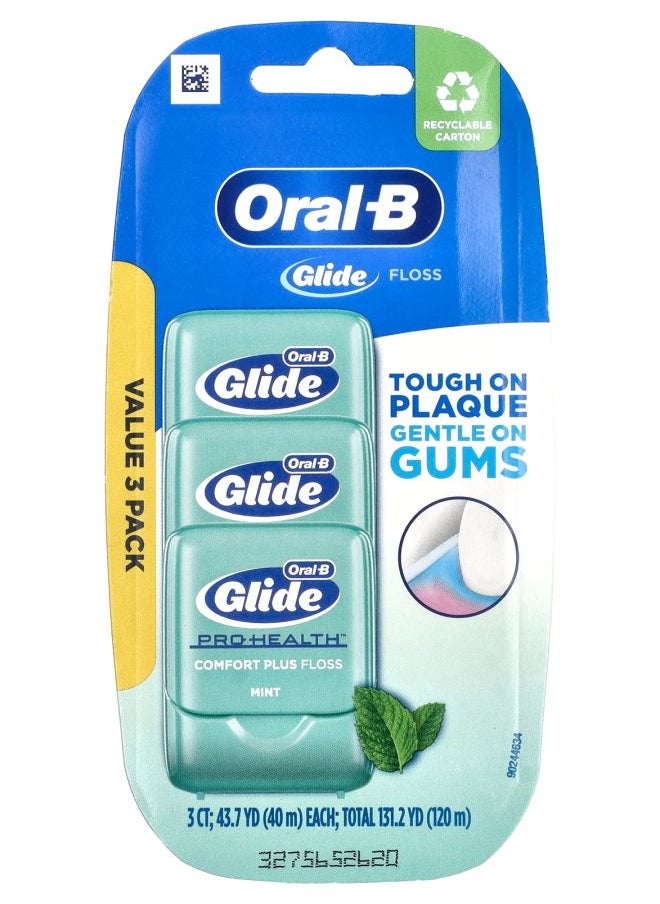 Glide Pro-Health Comfort Plus Floss Mint 3 Pack 43.7 yd (40 m) Each