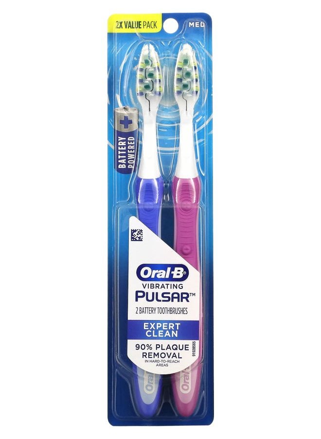 Vibrating Pulsar Battery Powered Toothbrush Medium 2 Pack