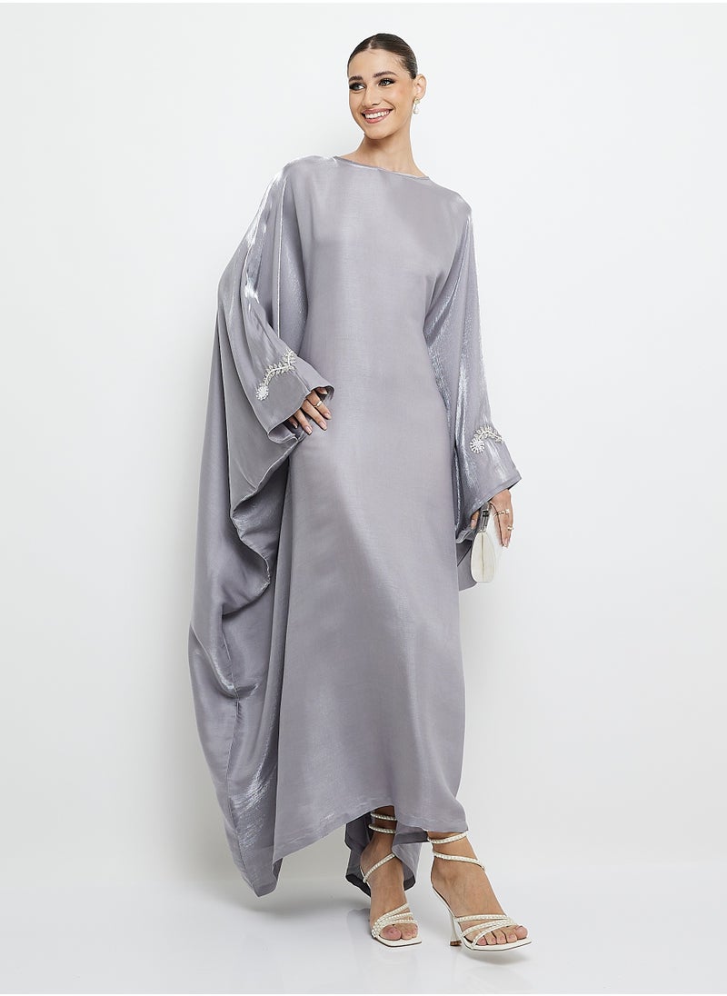 Embroidery Crew Neck kaftan Abaya