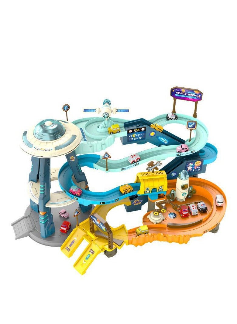 Children's Parking Lot, Car Building, Electric Break-in Light Toy Rail Car