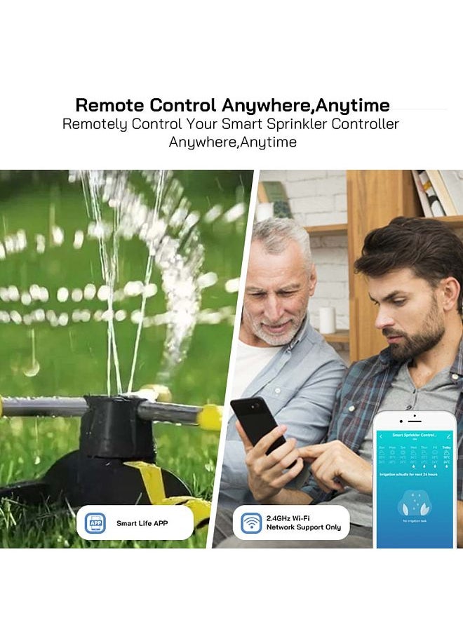 Tuya WiFi Sprinkler Controller Intelligent Irrigation Timer 8 Zones Automatic Watering Device Weather Aware Compatible with Alexa  Home for Garden Backyard Farmland Greenhouse