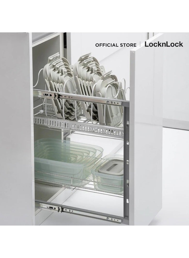 LocknLock Nestopia Set of 3 Containers (2 x 920ml & 1 x 4.4L) - Airtight, Microwave & Freezer Safe, Made in Vietnam