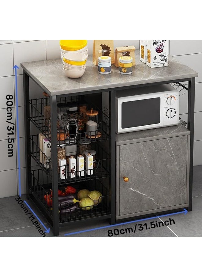 Storage Rack, Kitchen Rack Multifunctional Microwave Oven Rack, Kitchen Cabinet Rack, Kitchen Utensil Storage Rack, Vegetable And Fruit Floor Standing Coffee Bar, Living Room, Bedroom, Kitchen