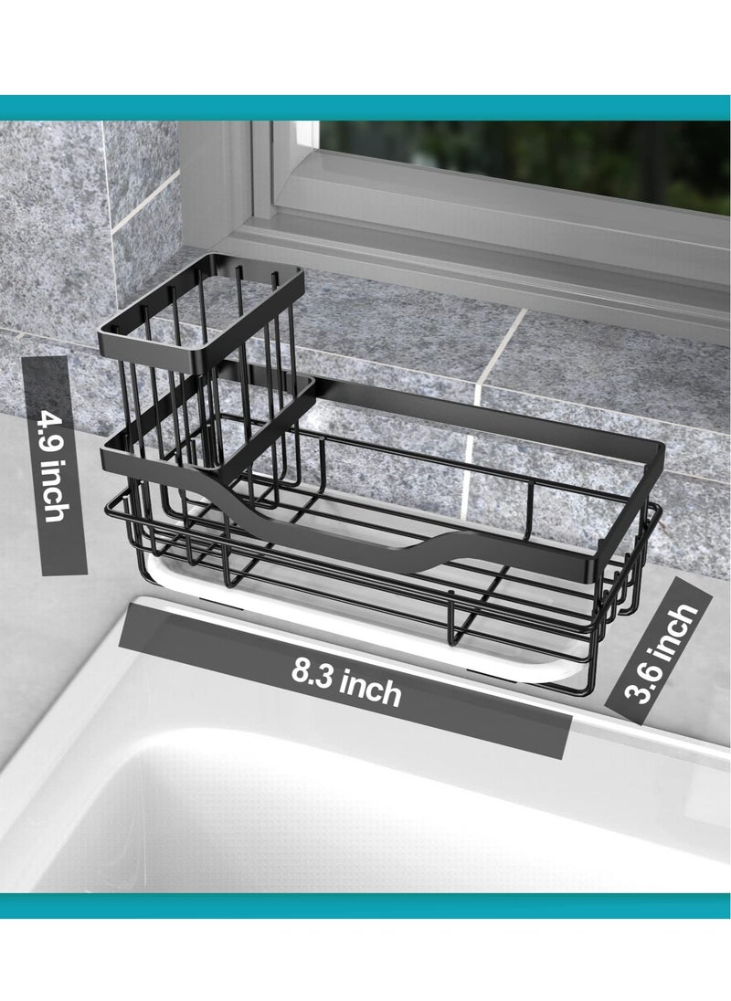 Kitchen Sink Sponge Holder, Sink Tray Drainer Rack, Punch-free Dry Kitchen Sink Organizer, Storage Kitchen & Home Accessories, Not Including Dispenser and Sponge, Black