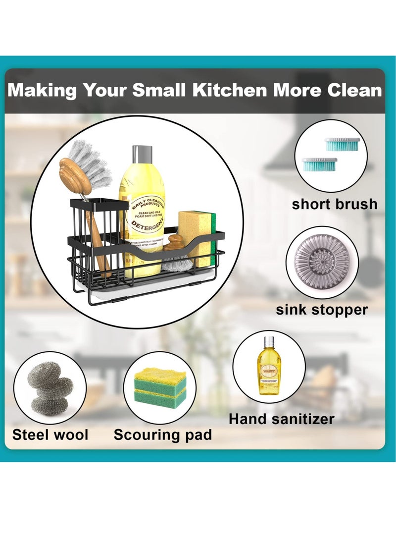 Kitchen Sink Sponge Holder, Sink Tray Drainer Rack, Punch-free Dry Kitchen Sink Organizer, Storage Kitchen & Home Accessories, Not Including Dispenser and Sponge, Black