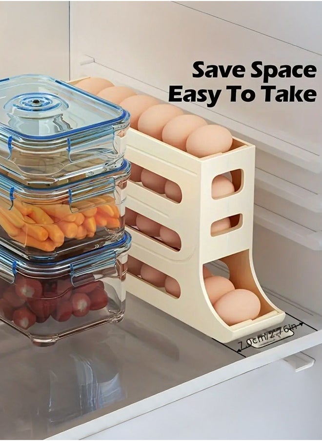 4 Layer Egg Roll Dispenser, 30 Egg Organizer for Refrigerator, Egg Storage Box - Keep Your Eggs Fresh and Organized - 2Pcs