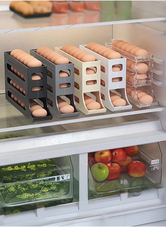 4 Layer Egg Roll Dispenser, 30 Egg Organizer for Refrigerator, Egg Storage Box - Keep Your Eggs Fresh and Organized - 2Pcs