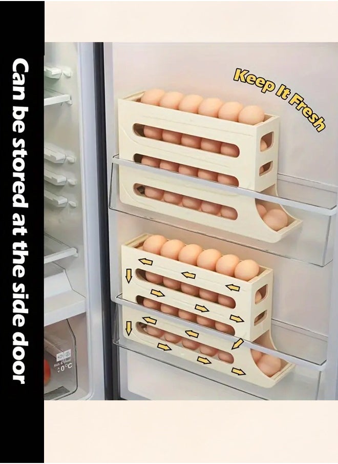 4 Layer Egg Roll Dispenser, 30 Egg Organizer for Refrigerator, Egg Storage Box - Keep Your Eggs Fresh and Organized - 2Pcs