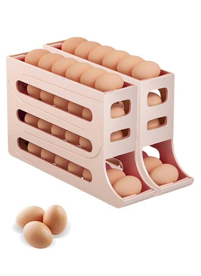 4 Layer Egg Roll Dispenser, 30 Egg Organizer for Refrigerator, Egg Storage Box - Keep Your Eggs Fresh and Organized - 2Pcs