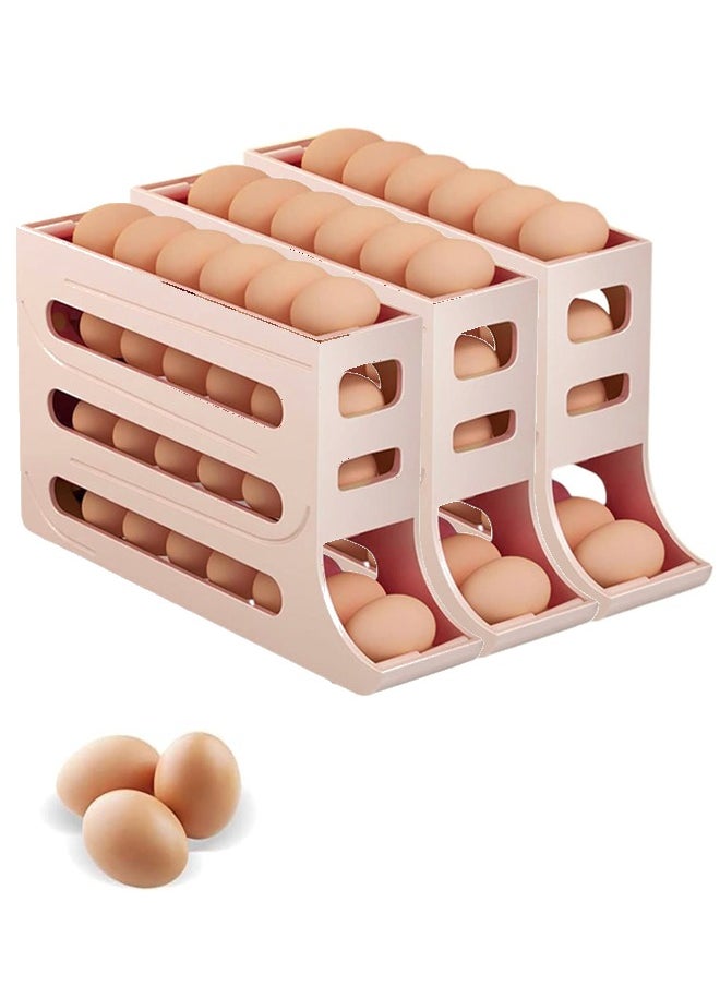 3Pcs - 4 Layer Egg Roll Dispenser, 30 Egg Organizer for Refrigerator, Egg Storage Box - Keep Your Eggs Fresh and Organized