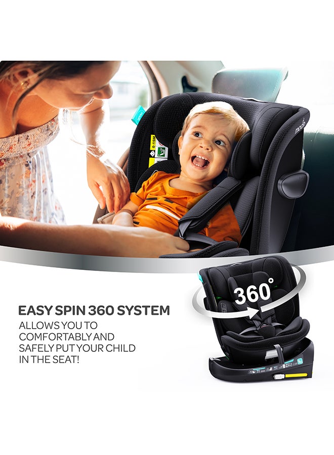 Gyro Pro I-Size 360° Rotating Car Seat W/ Isofix For 40-150Cm (Group 0+,1,2,3) 0M To 12Yr - Black