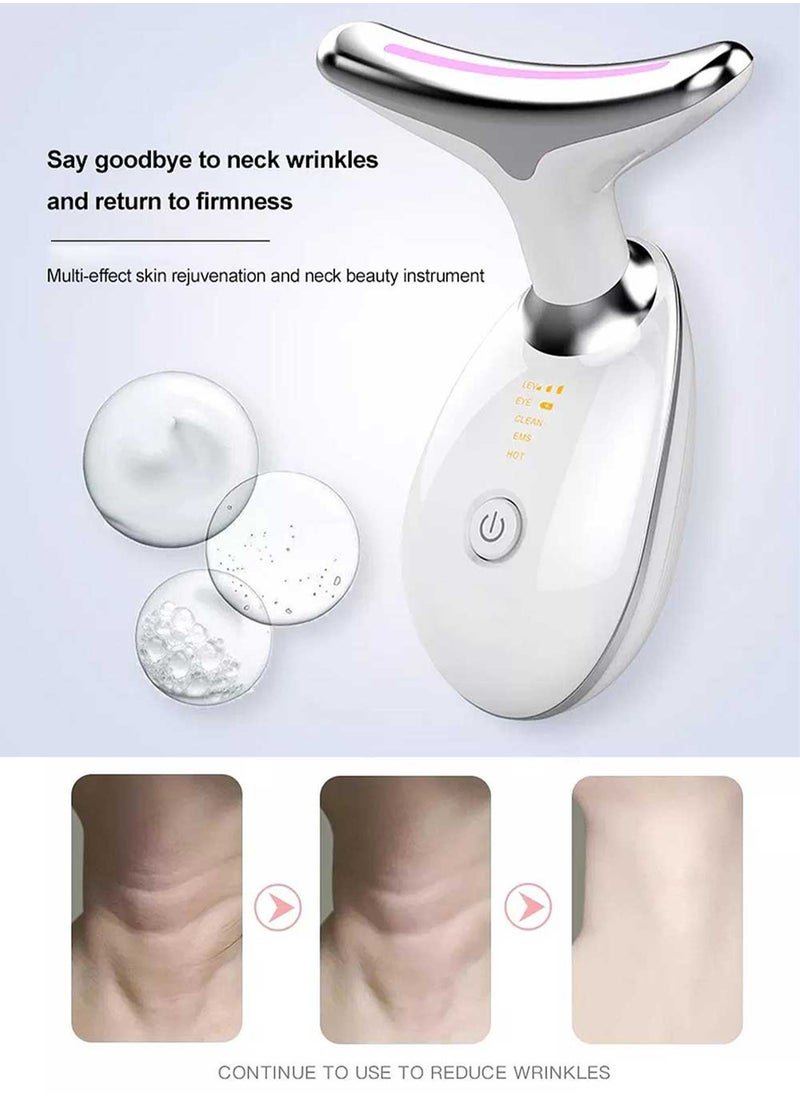 Electric Facial Neck Lifting EMS Thermal Therapy Face Shape Firming Massager Skin Tightening Wrinkle Removal Anti Aging Machine High Frequency Sonic Vibration LED Photon Beauty Device