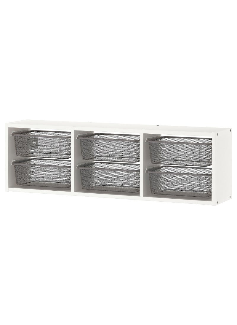 Wall Storage, White & Dark Grey, 99X21X30 Cm