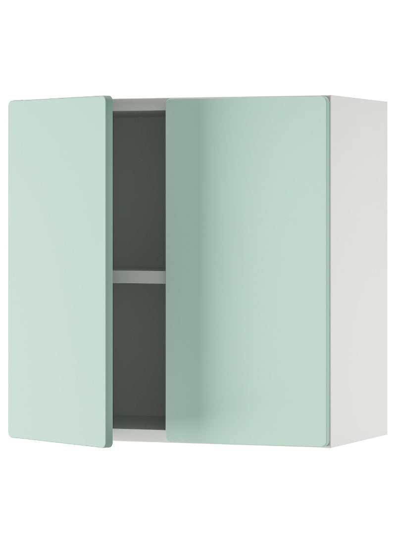 Wall Cabinet, White & Light Green With 1 Shelf, 60X32X60 Cm