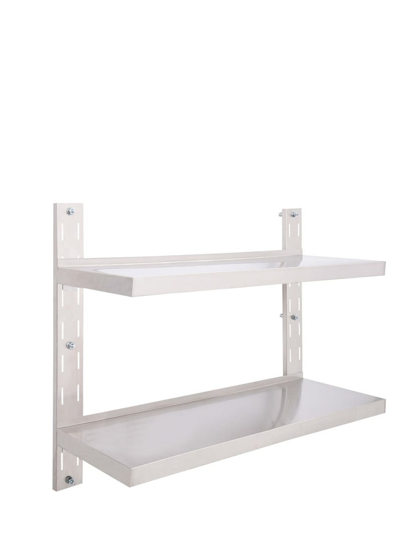 Modern  2-Tier Floating Wall Shelf Stainless Steel 100x30 cm