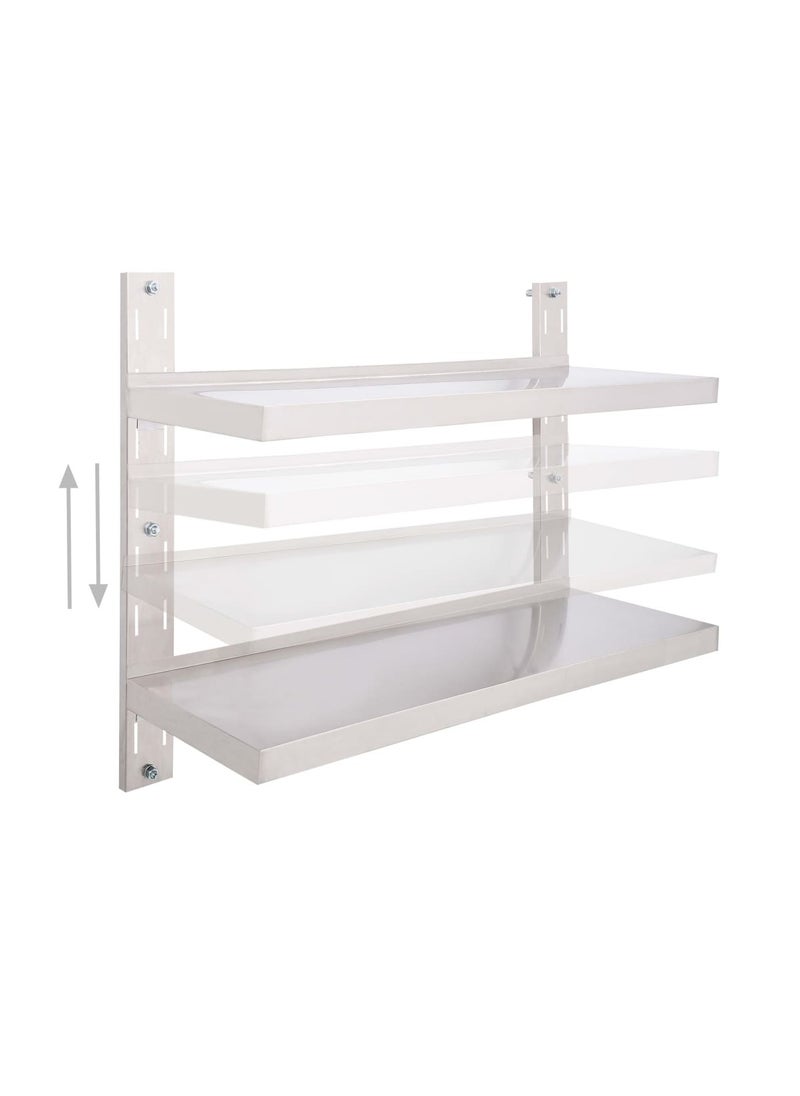 Modern  2-Tier Floating Wall Shelf Stainless Steel 100x30 cm