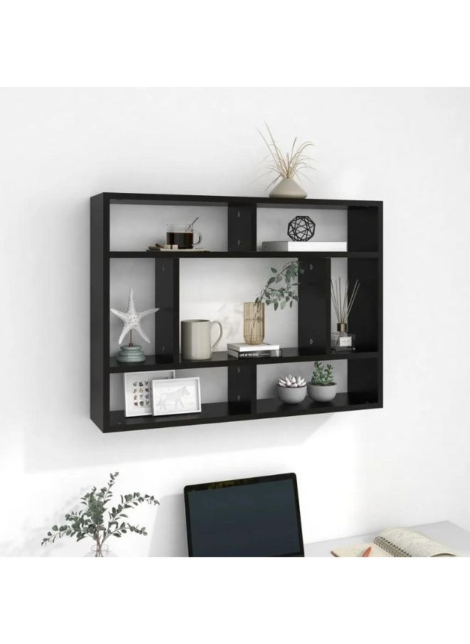 vidaXL Wall Shelf Black 75x16x55 cm Engineered Wood