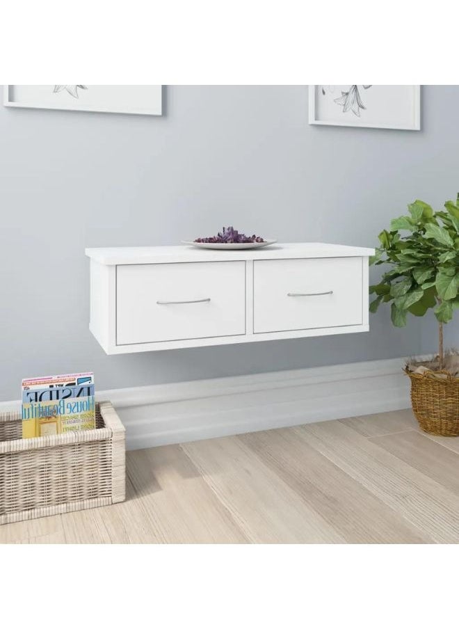 vidaXL Wall-mounted Drawer Shelf White 60x26x18.5 cm Engineered Wood