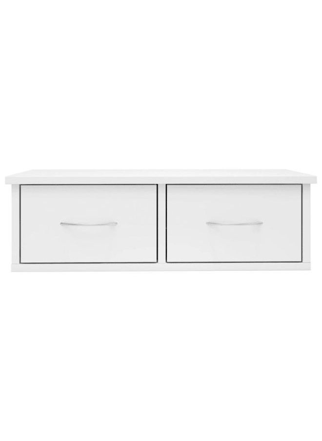 vidaXL Wall-mounted Drawer Shelf High Gloss White 60x26x18.5 cm Engineered Wood