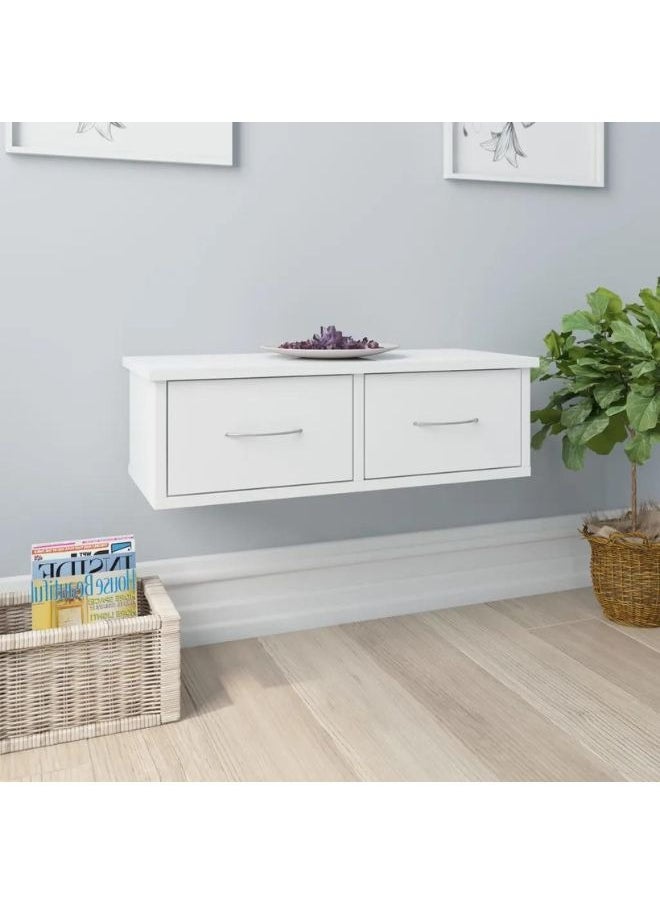 vidaXL Wall-mounted Drawer Shelf High Gloss White 60x26x18.5 cm Engineered Wood