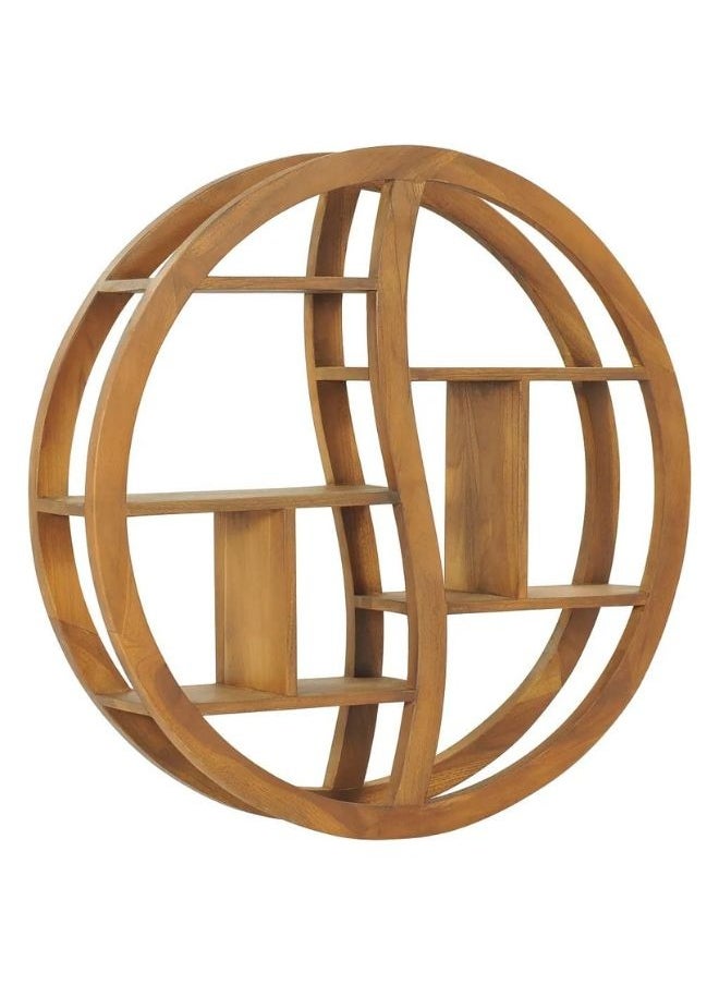 vidaXL Yin Yang Wall Shelf 80x17.5x80 cm Solid Teak Wood