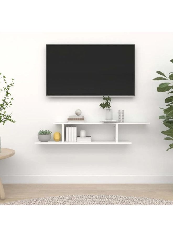 vidaXL Wall-Mounted TV Shelf White 125x18x23 cm Engineered Wood