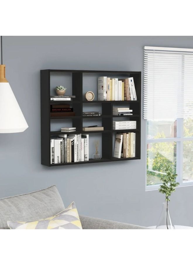 vidaXL Wall Shelf Black 90x16x78 cm Engineered Wood