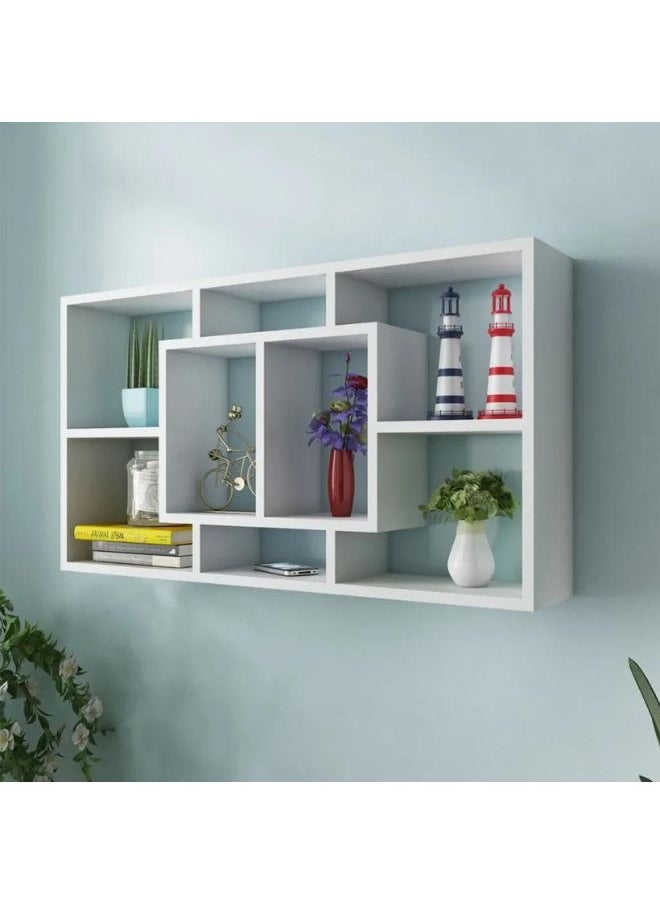 vidaXL Floating Wall Display Shelf 8 Compartments White