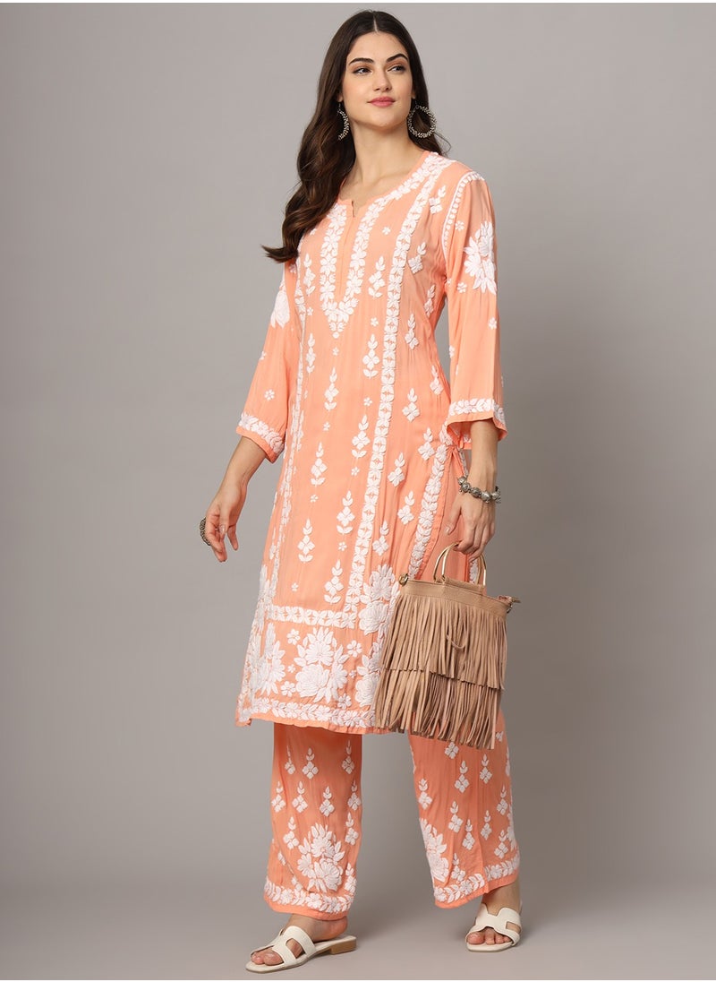 Women Hand Embroidered Chikankari Modal Kurta set-AL4049KS