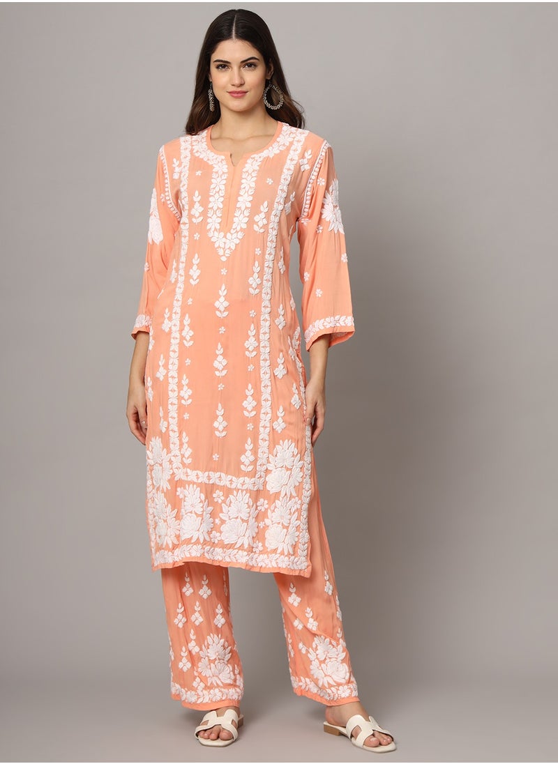 Women Hand Embroidered Chikankari Modal Kurta set-AL4049KS