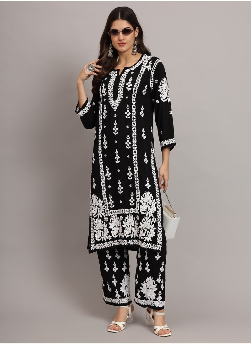 Women Hand Embroidered Chikankari Modal Kurta set-AL4049KS