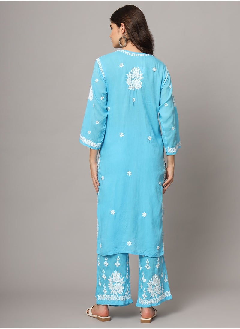 Women Hand Embroidered Chikankari Modal Kurta set-AL4049KS