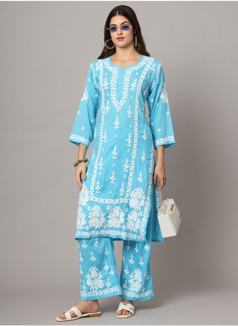 Women Hand Embroidered Chikankari Modal Kurta set-AL4049KS