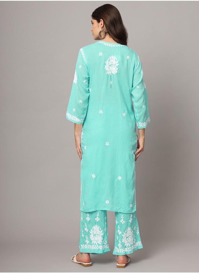 Women Hand Embroidered Chikankari Modal Kurta set-AL4049KS