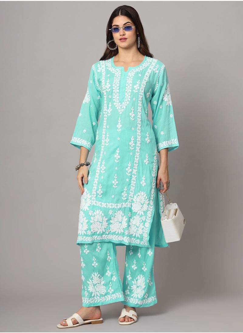 Women Hand Embroidered Chikankari Modal Kurta set-AL4049KS