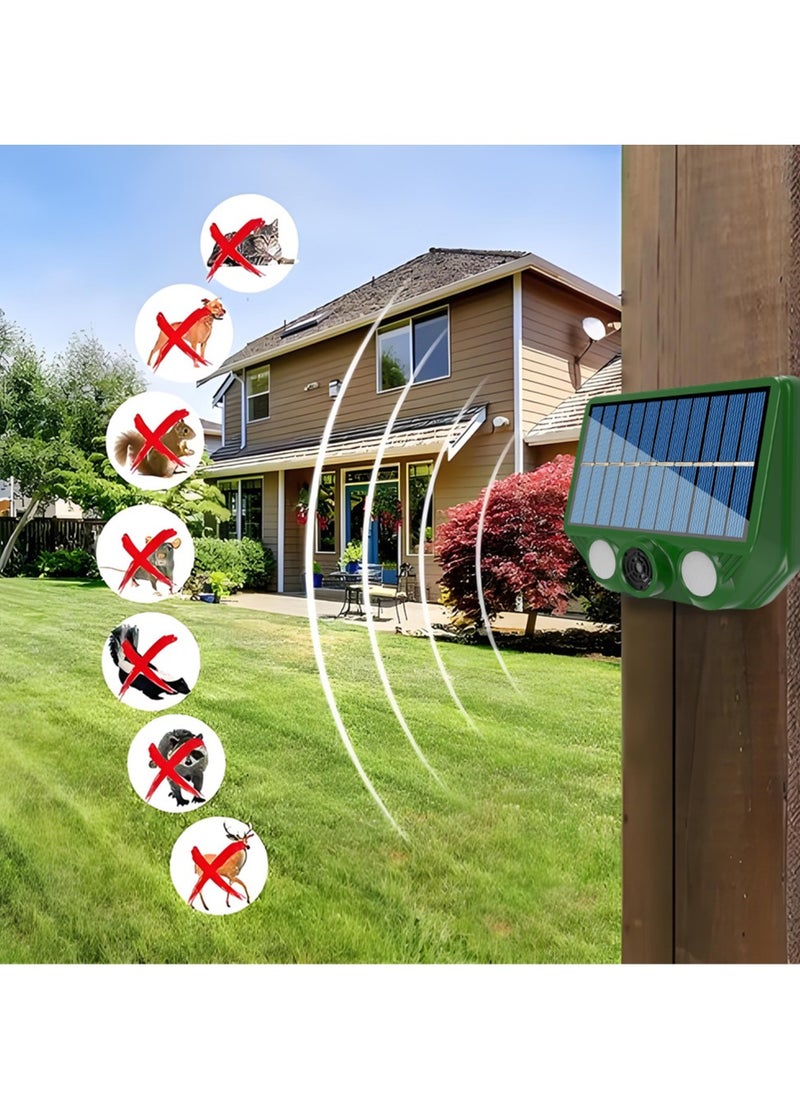 Ultrasonic Cat Dog Repellent, IP65 Waterproof Solar Powered Animal Deterrent, Solar And USB Charging Smart Sensing LED Flashing Pest Control For Garden Yard, (1pc, Green)