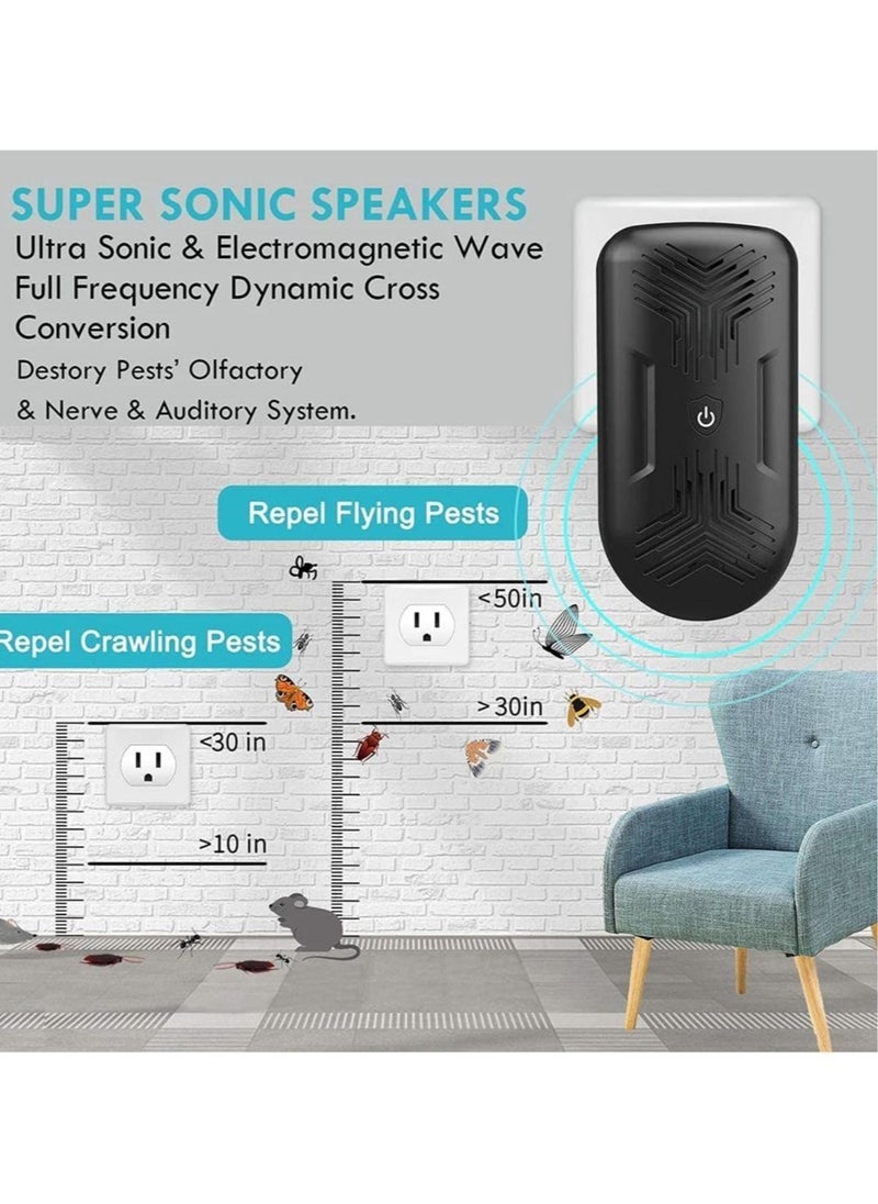 Ultrasonic Pest Repeller - 【2020 Upgrade】 Plug in Mouse Deterrent, Mouse & Rat Repellent, 8W Ultra Sonic Speaker, Indoor Pest Repeller for Rat, Mouse, Spider, Fly, Cockroach, Mosquito (Black)
