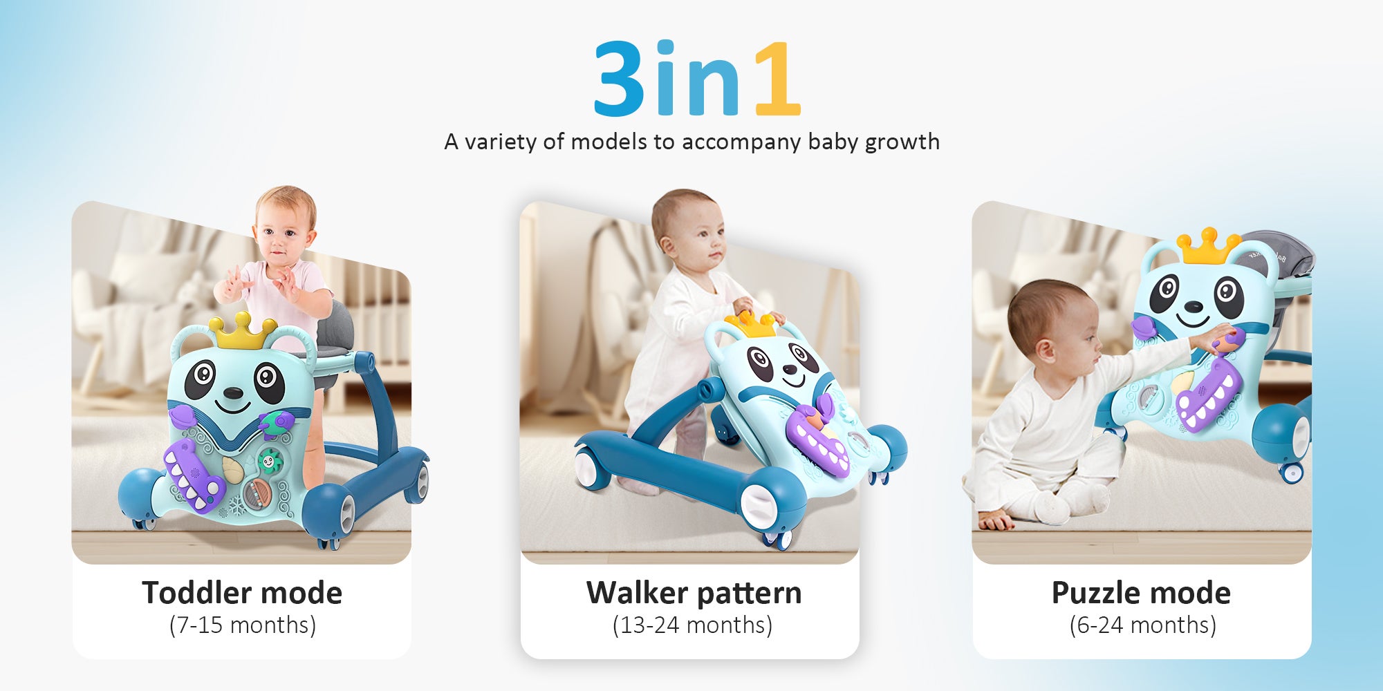 Baby Standing Walker 4 In 1 Foldable Music Baby Walker Toddler Trolley Baby Activity Center With Toys