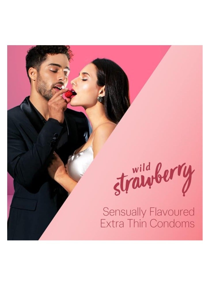 Multiflavored Extra Thin Condoms For Men - Bubblegum, Wild Strawberry, Intense Chocolate - 10 Count (Pack Of 3) | Sensually Flavored Condoms For Fun & Adventure