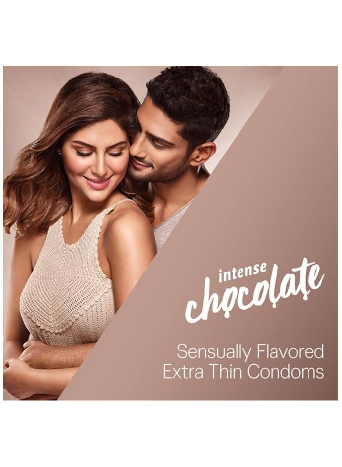 Multiflavored Extra Thin Condoms For Men - Bubblegum, Wild Strawberry, Intense Chocolate - 10 Count (Pack Of 3) | Sensually Flavored Condoms For Fun & Adventure