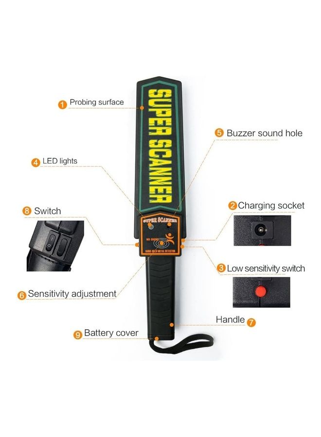 High Sensitivity Special Security Inspection Handheld Metal Detector Black
