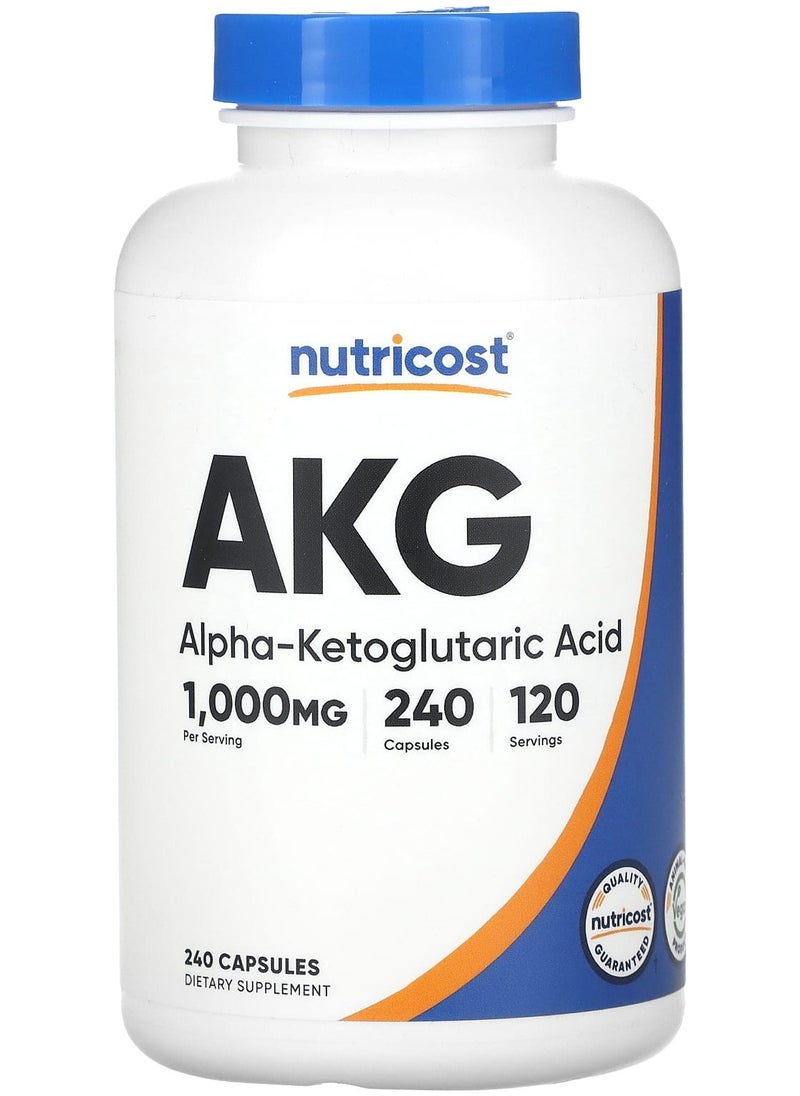 AKG (Alpha-Ketoglutaric Acid), 1,000 mg, 240 Capsules (500 mg per Capsule)