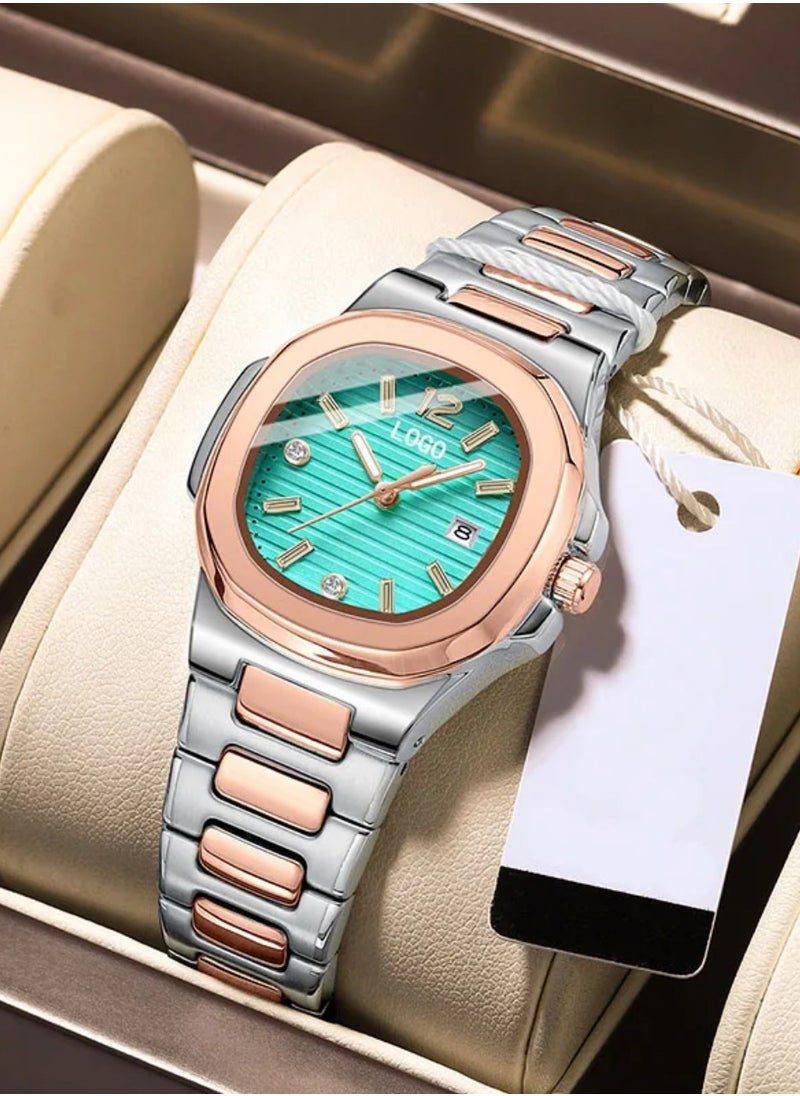 Business branded silvers ladies rose gold design wrist watch