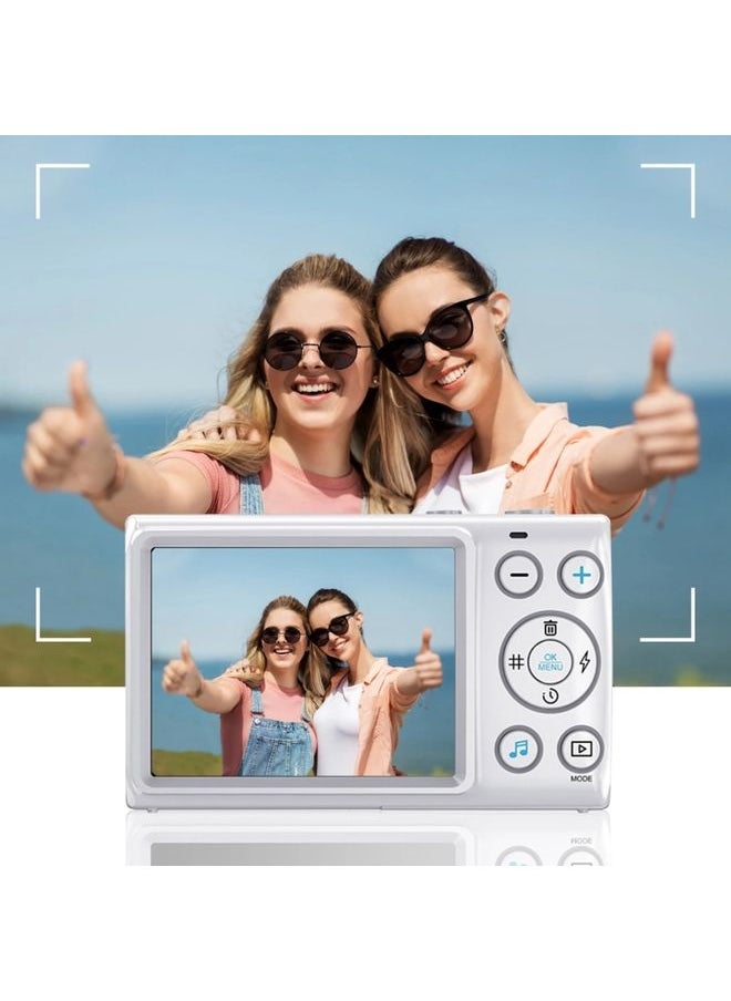 2.8-Inch Display Digital Camera 64MP 4K HD Camcorder With 18x Digital Zoom(White)