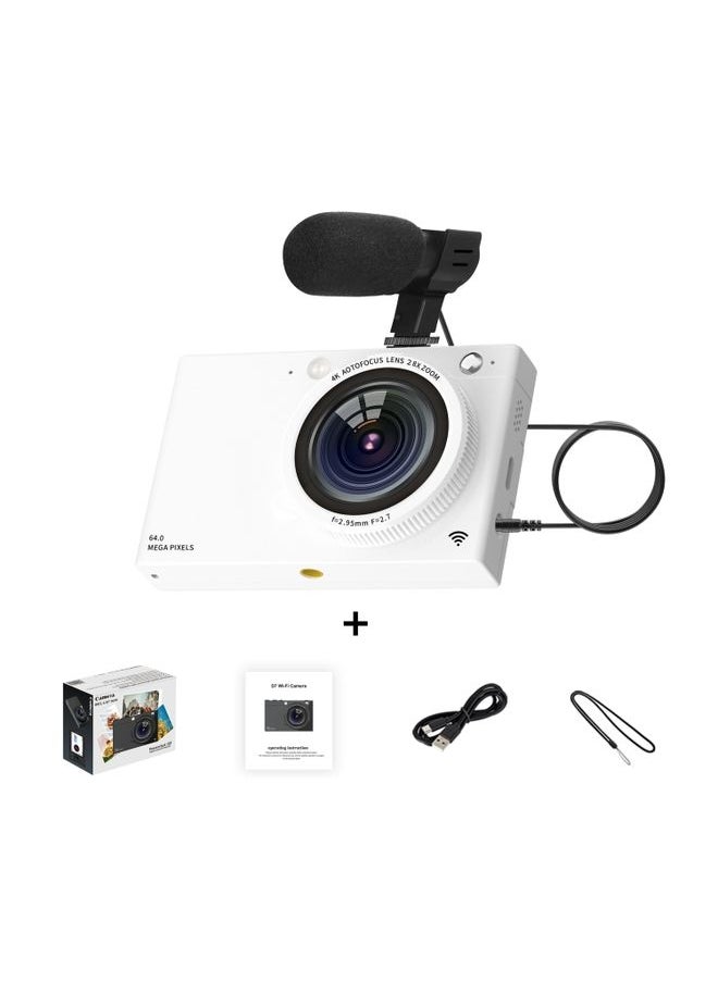 High-Definition CCD Digital Camera 64 Million WiFi Card Camera, Color: White + Microphone