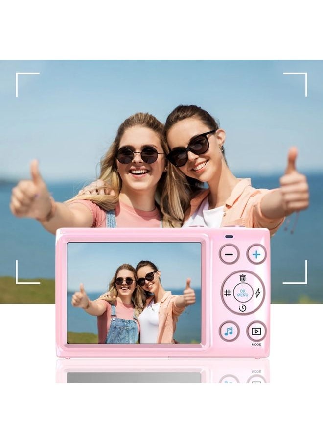 2.8-Inch Display Digital Camera 64MP 4K HD Camcorder With 18x Digital Zoom(Pink)